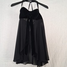   VTG Cinema Etoile Black Velvet Babydoll Lingerie Sheer Chiffon Halter Nightie M