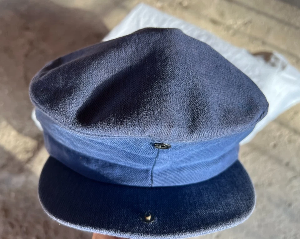 Chapéu Masculino Vintage NIKE SWOOSH Logotipo PEQUENO Boné Plano Newsboy Cabbie Feito nos EUA DESBOTADO - Imagem 4 de 4