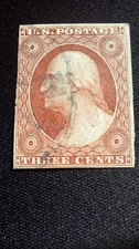 US Stamps, Scott #10a, U/VF/NG, Washington, 3 cent, T-II, Orange Brown, 1851