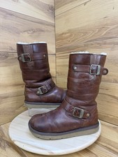 UGG Australia women’s  Kensington Brown Leather Sherpa Calf Boots - size 4.5 Uk 