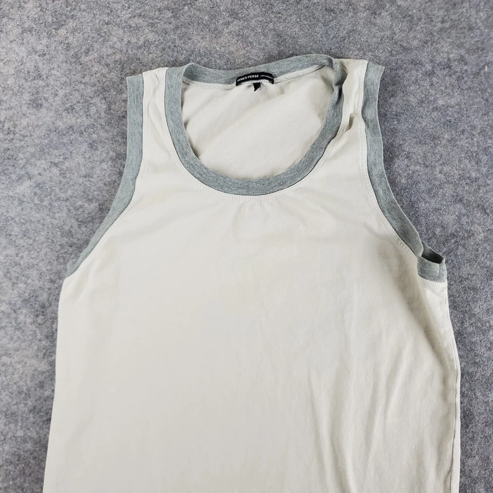 James Perse Tank Top Mens Size 1 Beige Crew Neck Sleeveless Stretch Pullover - Image 2 of 4