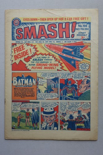 Smash comic #108 Feb 24 1968 +Free Gift Swing-Wing Flying Model Plane Rare GD,VF - Picture 2 of 8