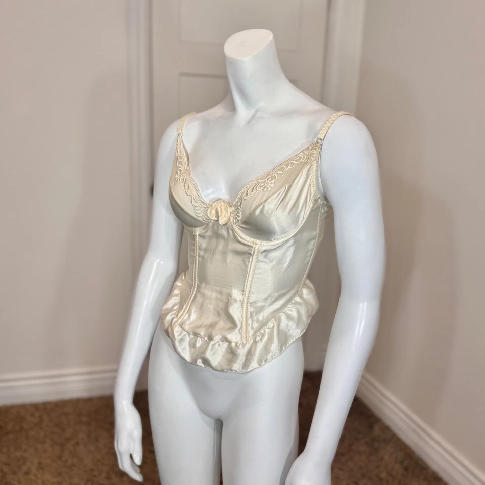 RARO EE. UU. Vintage 80’s VICTORIA’S SECRET BUSTIER TOP Novia Romántico Sujetador Corsé Foto 2 de 4