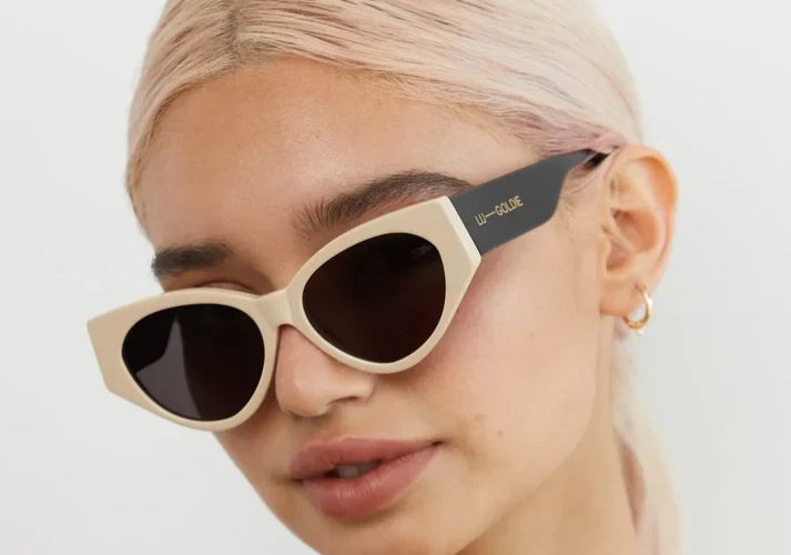 Lu Goldie Milou Women's Almond / Black Sunglasses - UV400 - Handmade in China