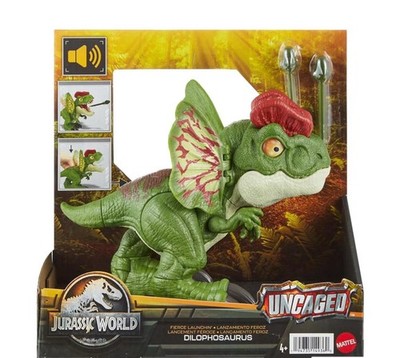 Jurassic World Uncaged Dilophosaurus Toy+ Shooting Action, Sound & 2 Projectiles