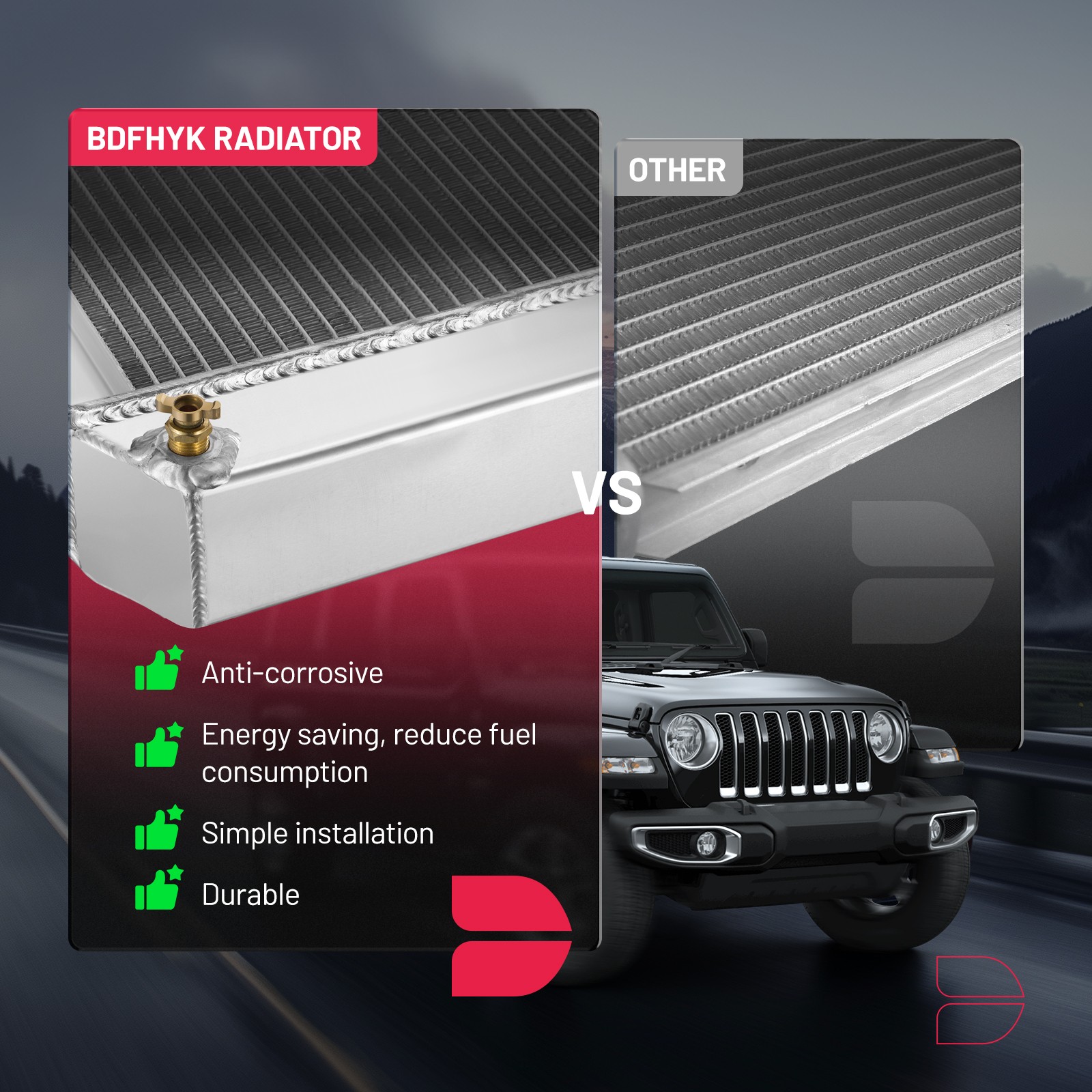 Aluminum Radiator Fits Jeep Wrangler JK 3.8L 2007-2011 3.6L 2012-2018 CU2957 thumbnail 4