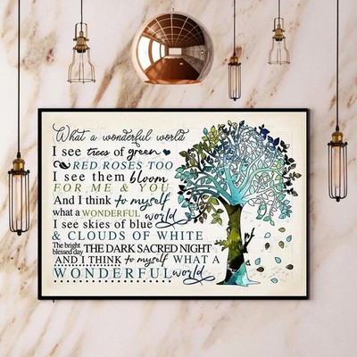 I See Trees On Green Red Rose Too What A Wonderful World Horizontal Paper Pos...
