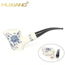 MUXIANG 9mm Ceramic Poker Pipe Acrylic Bent Taper Stem Tobacco Smoking Pipe