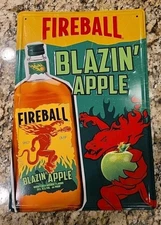 🔥 NEW Fireball Whiskey Blazin' Apple Metal Beer Tin Tacker Sign 18" X 12"