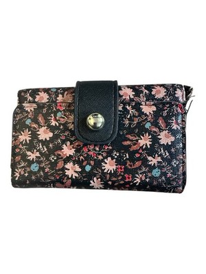 George Black Floral Tri-Fold Wallet 5.5  x 3.5 