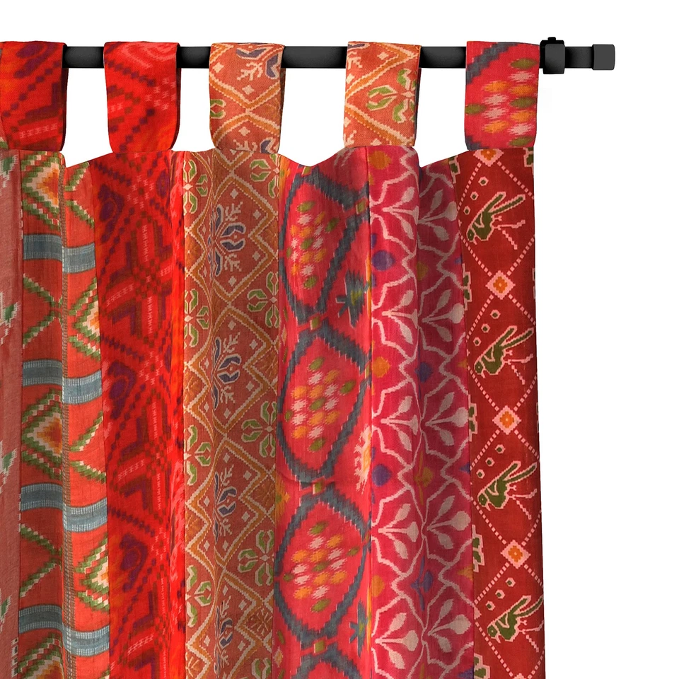 Cortinas Sari Indias Antiguas Mezcla Seda, Cortinas Boho Patchwork Puerta Ventana Tratamiento... Foto 2 de 4