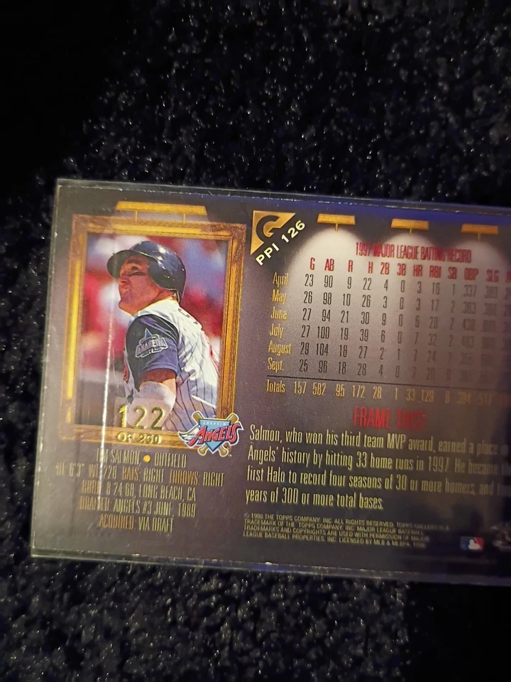 Galería Topps 1998 - Exposiciones Tim Salmon #PPI 126 jugadores edición privada/250 Foto 2 de 2