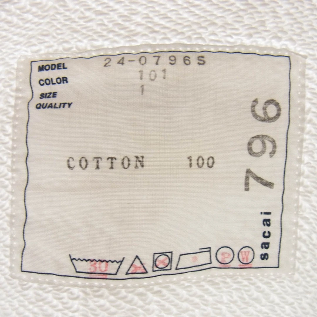 Felpa con cappuccio Sacai Sakai 2024 modello 24 0796S stampa bianca 1 usata LIFE 0