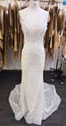 Beaded V-neck wedding dress size 6