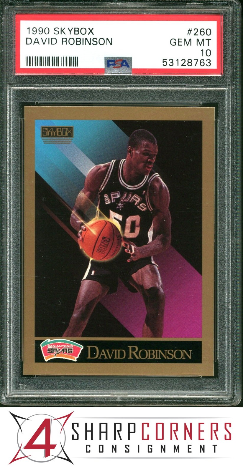 1990 SKYBOX #260 DAVID ROBINSON SPURS HOF PSA 10