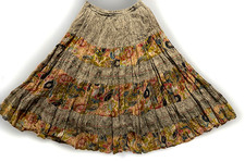 Vintage 90S Skirt Maxi Long Gypsy Boho Brown Green size M Y2K