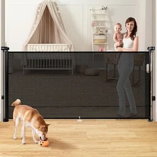 Retractable Baby/Pet Gate – 55" Wide, 34" Tall, Indoor/Outdoor Use