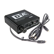 1x Digital to Analog R/L Audio Converter 3.5mm With Fiber Cable RCA Out Optical