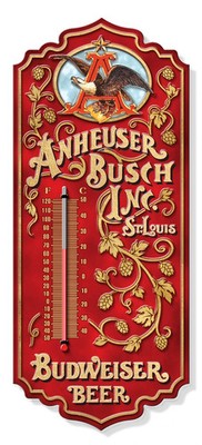 Anheuser Busch Thermometer Steel Embossed Garage, Man Cave, Bar, Office Decor