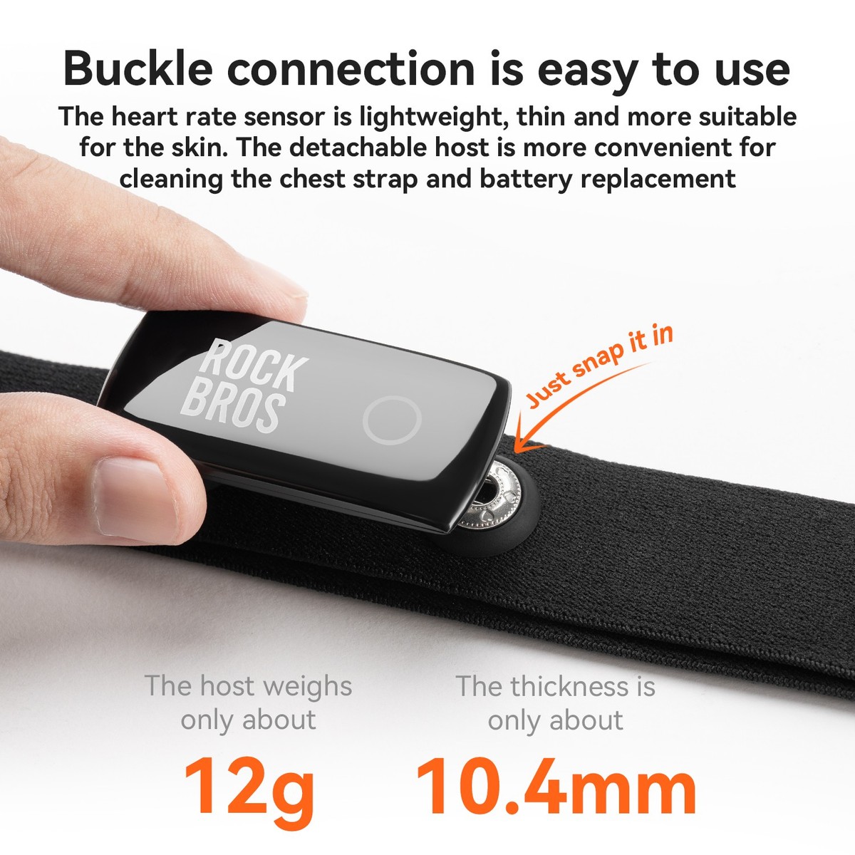 Ceinture Cardiofréquencemètre ROCKBROS HR40 Bluetooth, IPX7, Compatible Strava, Android/iOS, Neuve
