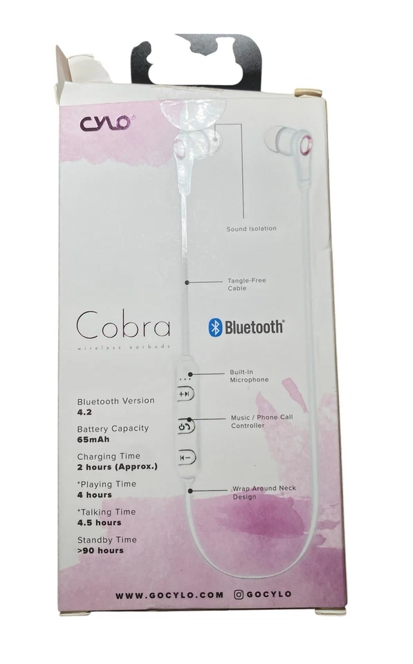 CYLO Cobra Bluetooth Wireless Earbuds White CY3298 -open Box - Image 2 of 2