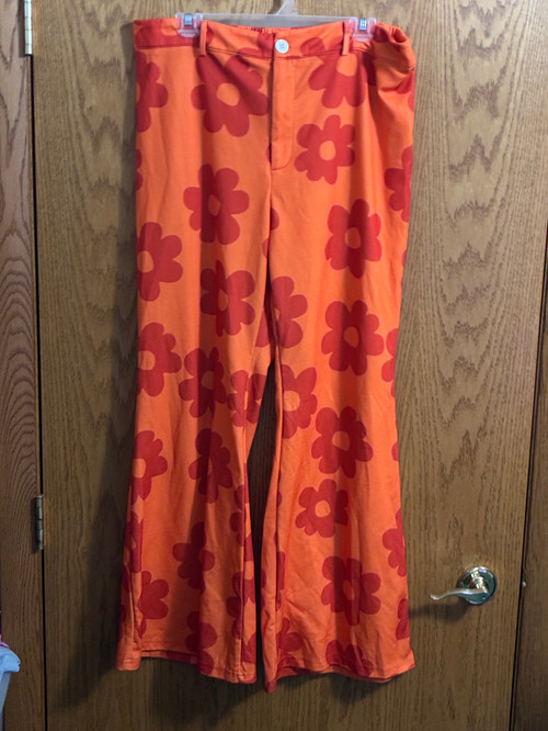 JORESS ORANGE FLORAL FUN HIPPIE FLARE PANTS SIZE 2XL(16/18?)