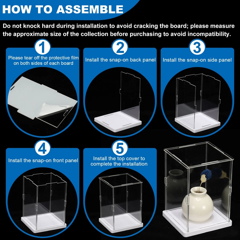 Vitrina de acrílico para montaje de objetos de colección, caja de exhibición transparente de 6x6x4 pulgadas Foto 4 de 4
