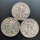 1943D, 1944D, 1945D Walking Liberty Silver Half Dollars- Free Shipping in USA
