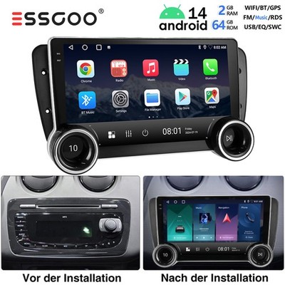 Android 14 Autoradio 2+64GB Für Seat Ibiza IV 6J 2009-2013 Carplay GPS Navi RDS