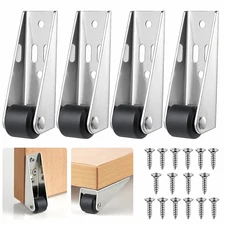 4Pcs 0.9 Low Profile Caster Wheels for Door Repair Furniture Fixed Rollers