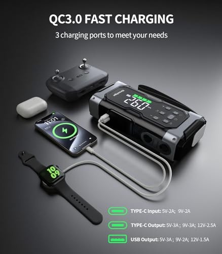 Upgraded 6000A Car Battery Jump Starter with Air Inflator/Deflator Compressor, - Picture 7 of 7