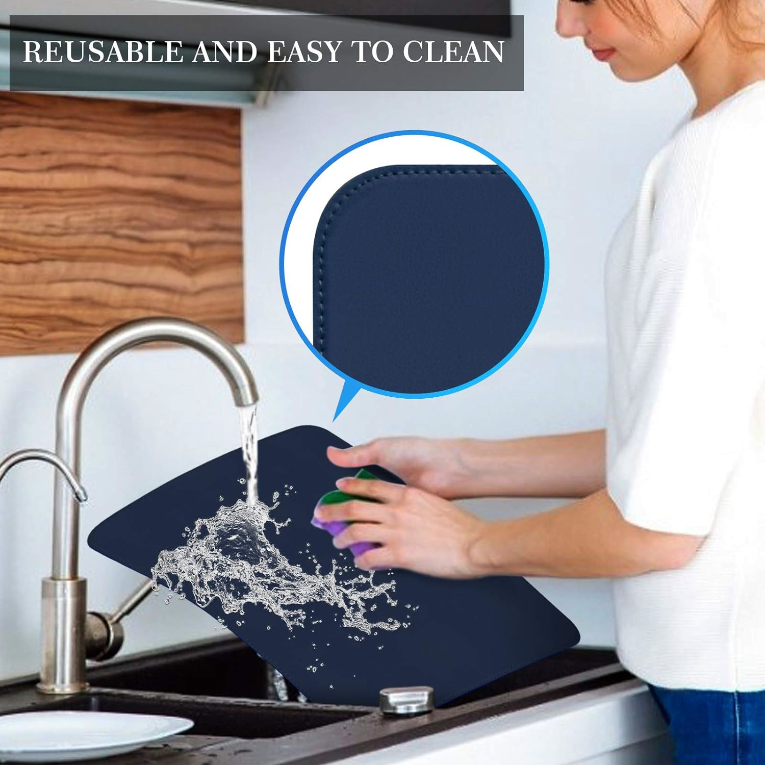 APLKER Placemats and Coasters Set of 6, Heat Insulation PU Leather