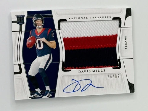 2021 PANINI NATIONAL TREASURES DAVIS MILLS AUTO PATCH RC 25/99 HOUSTON TEXANS