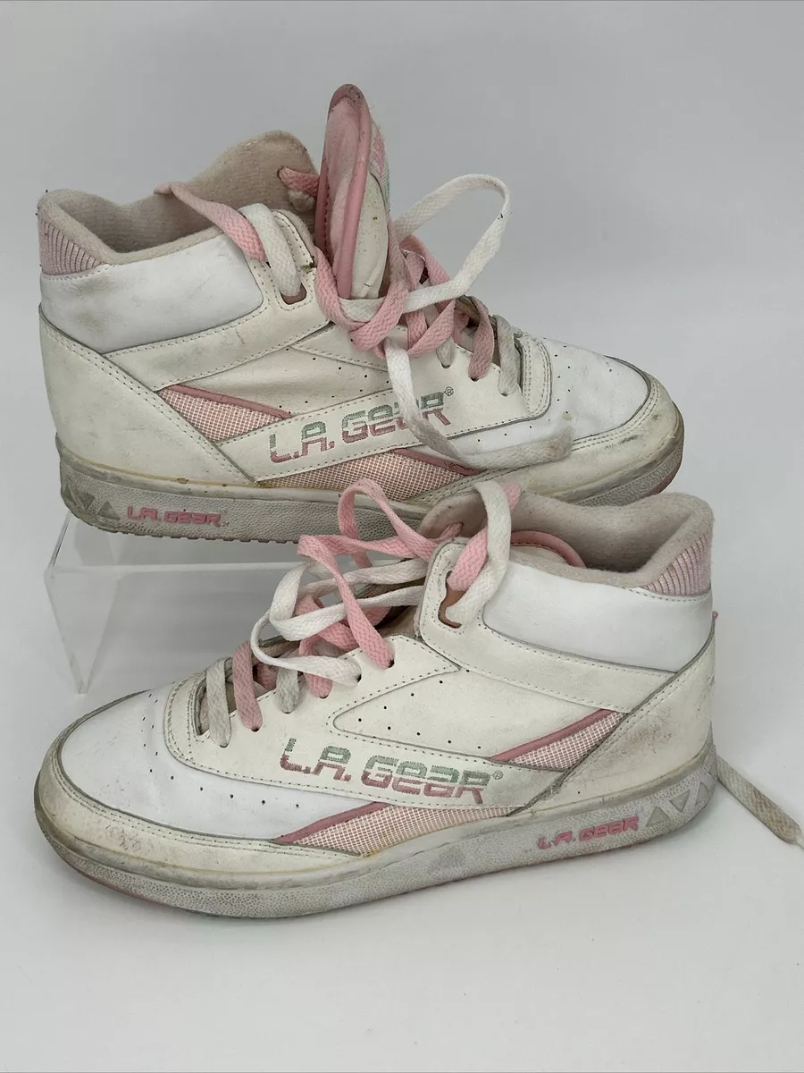 LA Gear Vintage High Top Sneakers Womens Size 9 Pink + White