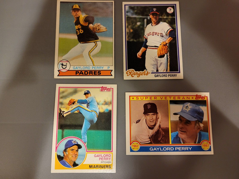 6 Card Gaylord Perry Indians, Twins, Padres, Rangers, Mariners - Ex Condition