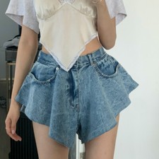 Donna Pantaloncini Jeans Pantaloni Hot Gamba Larga Sexy Mini Vita Alta Estate
