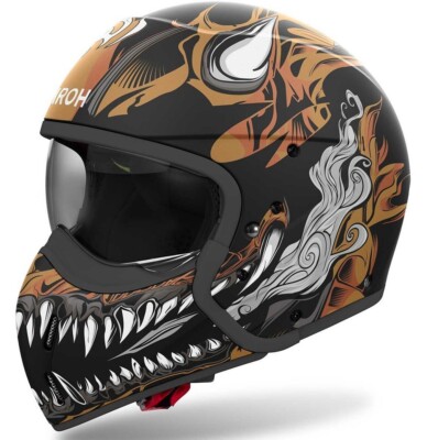 AIROH J110 ONI MATT BLACK CROSSOVER MODULAR FIBER HELMET SIZE L