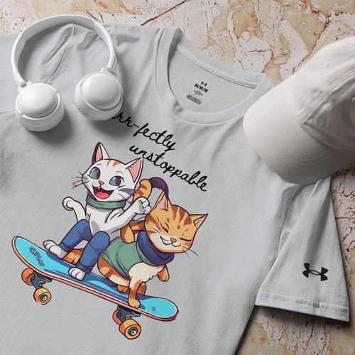 Under Armour T-Shirt Gatti Skateboard Relaxed Fit S-2XL Unisex Grigio o Bianco - Foto 25 di 31
