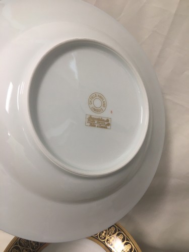 (12)Chas Haviland Limoges Incrustation Polie a l'agate Cobalt 9.25" SOUP BOWLS - Picture 10 of 11