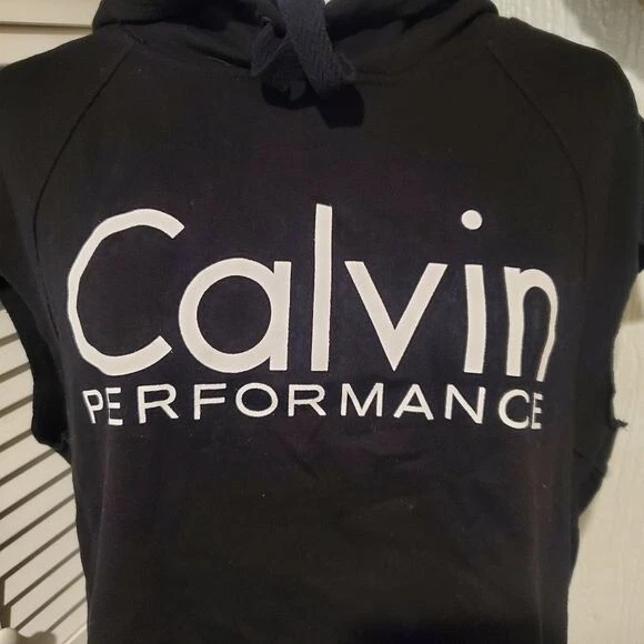 Calvin Klein Performance Logo cropped Sleeveless Hoodie Black - Image 3 of 4