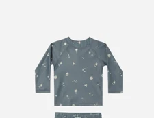Rylee + Cru Blue Nautical Rashguard Long Sleeve Top Baby Size 3-6 M
