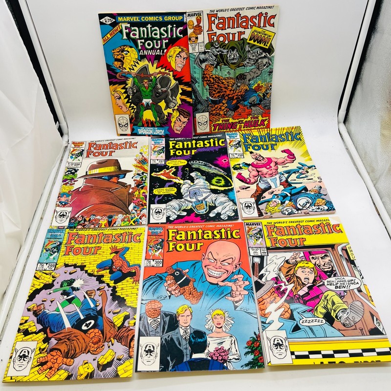 Fantastic Four Comic Book 8 Issue LOT Straight Run 296-301, 320 Annual #16 VF+