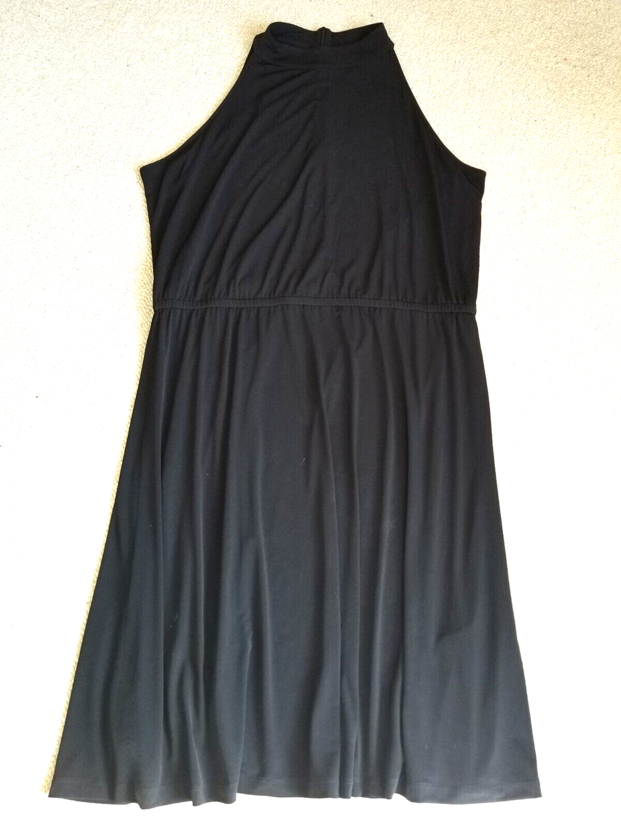 Womens Dress-CHICO'S-black stretch knit high neck elastic waist