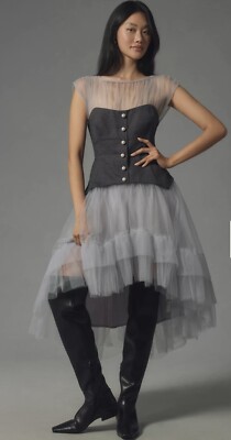 slim fit dress slacks Madison Tulle Midi Dress in Grey – Lace & Beads main image 0