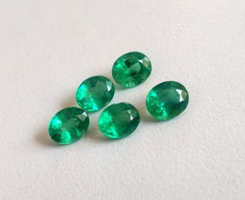 Deep Green Emerald 6 x 5 mm Oval Matching stones AAA Quality Untreated Emeralds - Picture 1 of 9