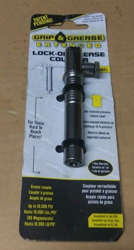 New Grip & Grease 4" Extended Lock-On Grease Coupler 924IRVBC - Bild 1 von 3