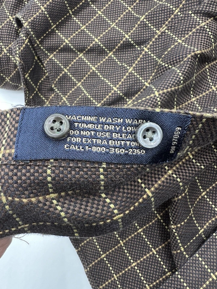 Scott Barber Dress Shirt Mens XL Brown Color Check Plaid Cotton Woven - Image 3 of 4