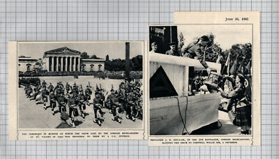 (6056) Gordon Highlanders Drum Brig J R Sinclair 5th Bn Willie Sim  - 1945 Clip