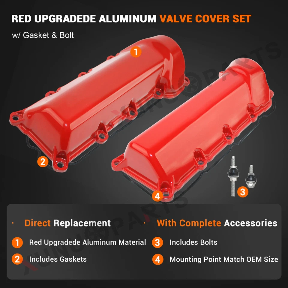 Cubiertas de válvula izquierda + derecha de aluminio para Jeep Grand Cherokee Liberty 2005-10 3,7 L Foto 4 de 4