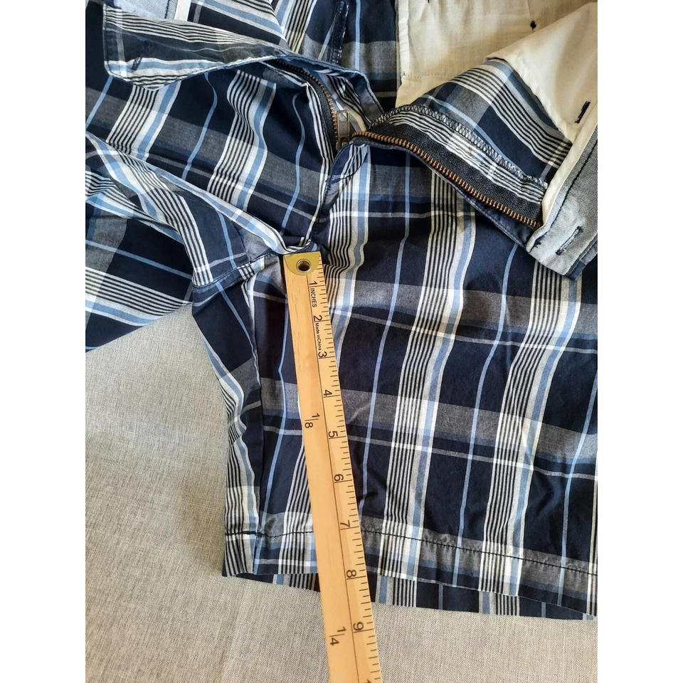 Croft & Barrow 男式 38 码海军蓝格子方格实用平前短裤 — 第 3/4 张图片